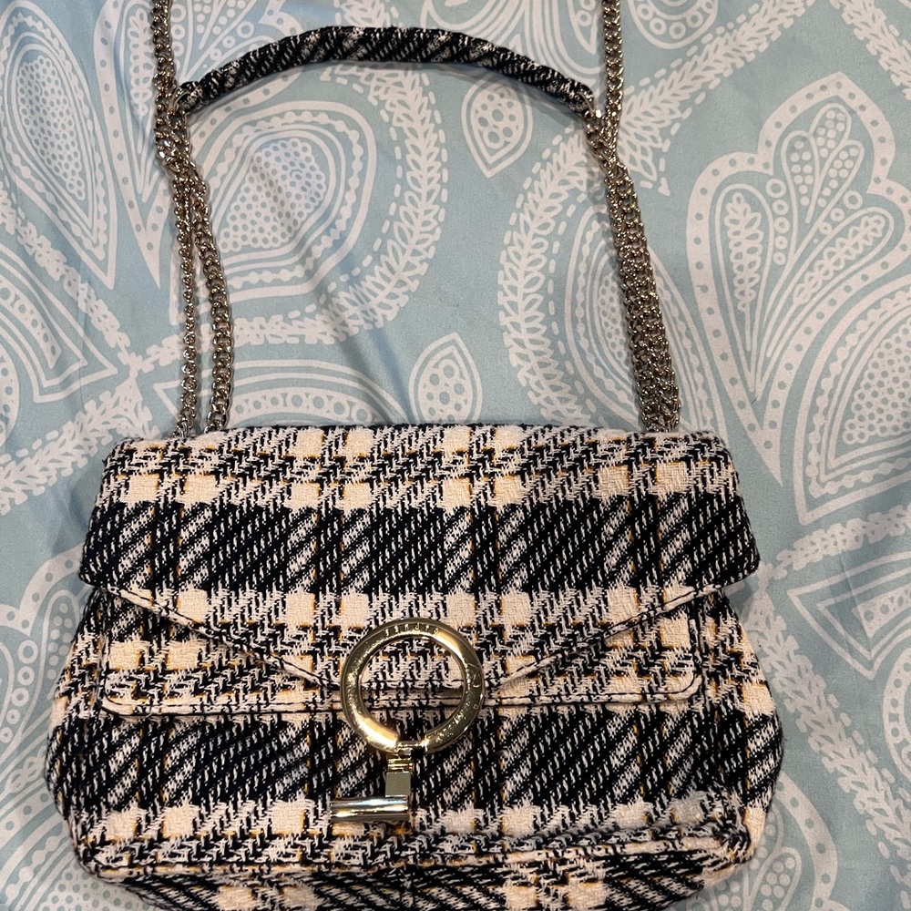 Sandro White and Blue Shoulder Bag with Elegant Design